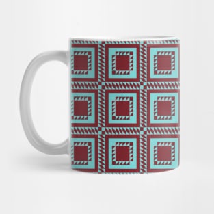 Turquoise and Maroon Massachusetts Patchwork Pattern Mug